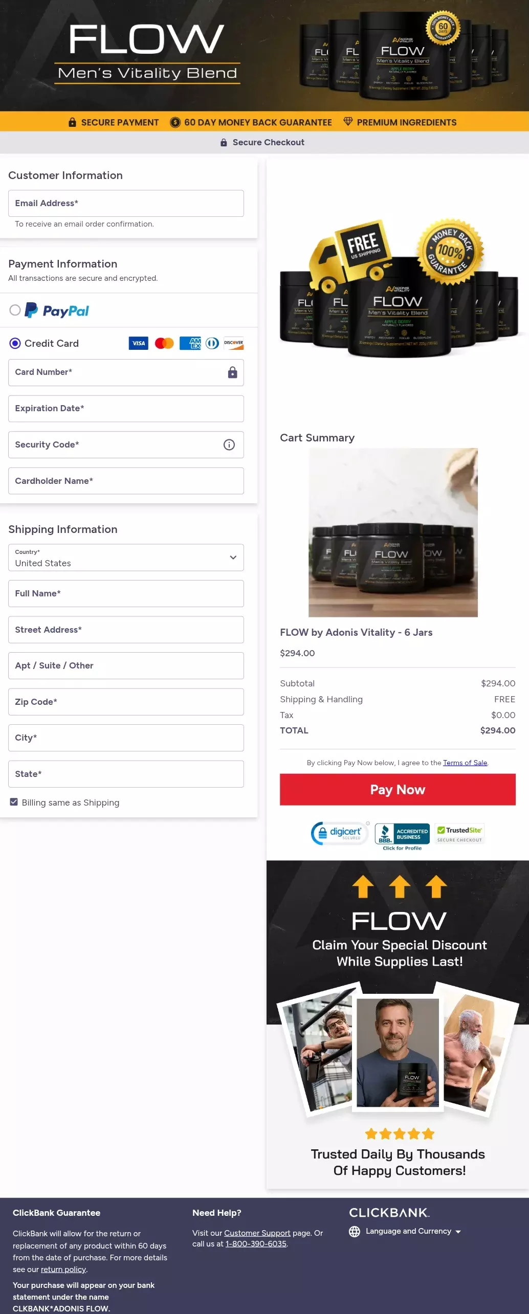 Flow order form